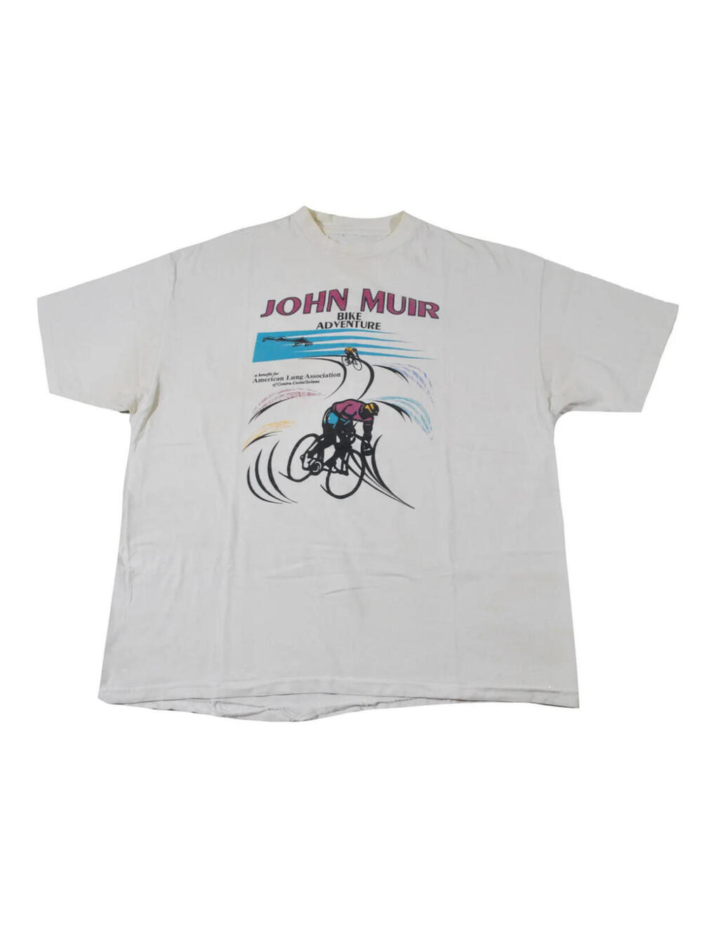 Vintage John Muir Bike Adventure 1995 Biker Bicycles 90s White Shirt X-Large